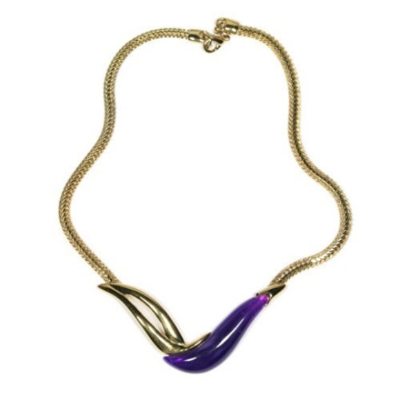 Vintage 80s Parklane Gold and Lucite Modernist Necklace - Picture 1 of 4